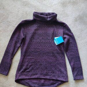 Columbia Women's Medium Sweater Season Printed Pull Over Cowl Neck Purple/Black